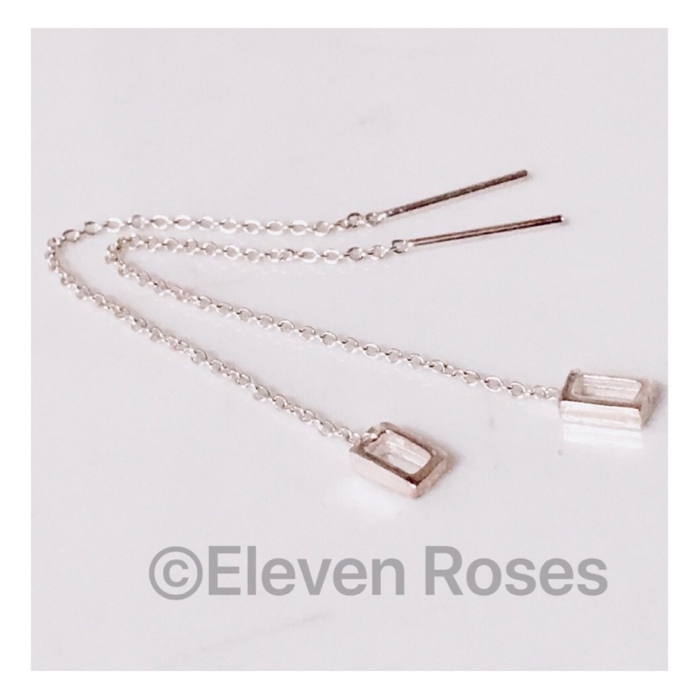 Sterling Silver Chain Dangle Threader Earrings - Picture 1 of 6